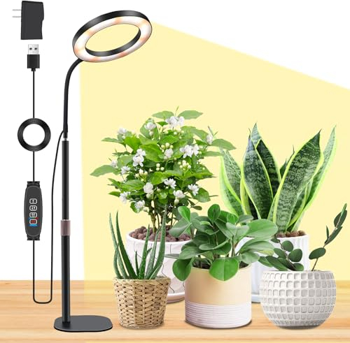 Niello Lampe de Croissance pour Plantes d'Intérieur, Lampe de Bureau LED à Spectre Complet, Hauteur Réglable, Minuterie Automatique 3/9/12H, Idéale pour la Croissance des Petites Plantes
