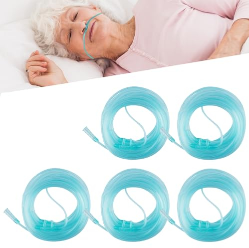 GOEDCH 4er-Pack Sauerstoffbrille Nasenbrille: Standardanschluss Bruchfeste Durchsichtige Silikon Sauerstoffschläuche mit freiem Anschluss, 5m O2-Schlauch für Atemtherapie und Inhalationsgeräte