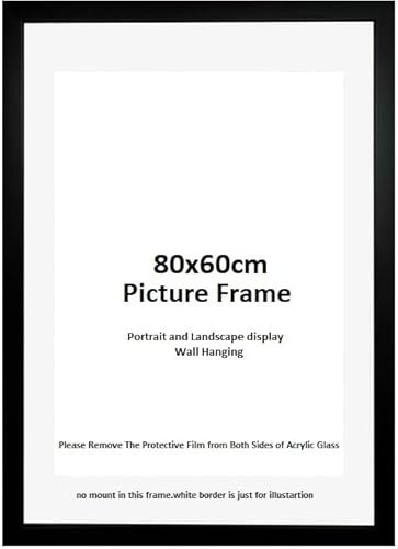 DECORO 80x60cm Black Colour Photo Frames,Poster Frame, (800x600) mm Poster Frames, Black Wood Effect Picture Frame