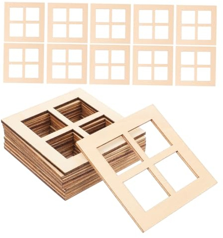 Levemolo 30pièces Miniatures De Fenêtres Bois Accessoires pour Maison De Poupée Décoration Finition Non Peinte pour Scènes Miniatures Et Mobilier Amusant