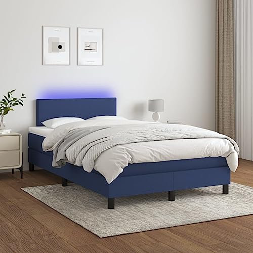 Brokky Boxspringbett mit Matratze & LED Bett Mit Bettkasten Bett Boxspringbett Betten Boxspringbett Mit Matratze Blau 120x200 cm Stoff