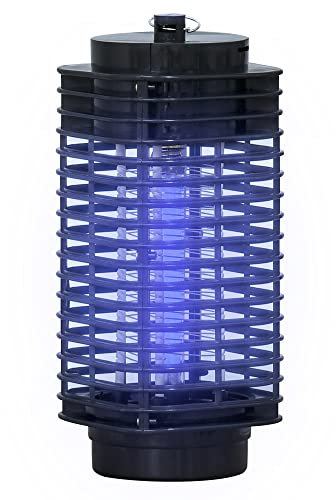 Outsunny Lámpara Antimosquitos Eléctrico 3W Mata Mosquitos Eléctrico Matamoscas Interior con UV Efecto 30 m² para Jardín Patio Terraza Exterior 11x11x26 cm Negro
