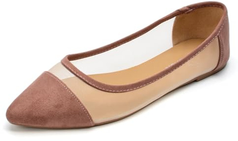 Dernolsea Women's Ballet Pumps Pointed Toe Ankle Strap Evening Party Dress Flats Slip On Flat Dolly Ballerina Shoes Pink Size 6
