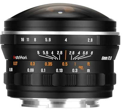 AstrHori 6 mm F2.8 220° Ultraweitwinkel-Zirkular-Fischaugenobjektiv mit manueller Fokussierung,Vollformat-Festbrennweite for Sony E-Mount-Kameras spiegellose