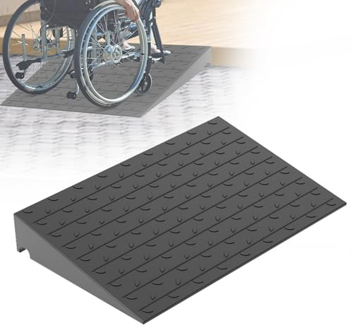 AMBUND 4 Rise Rubber Threshold Ramp for Doorways, 36 Wide Wheelchair Ramp 5500 Lbs Capacity, Entry Curb Ramp with Non-Slip Surface, for Wheelchairs, Scooter, Power Chairs, Driveways