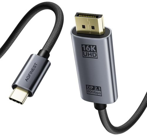USB C to DisplayPort 2.1 Cable 6.6FT, Bidirectional 80Gbps UHBR20, 16K@60Hz 8K@120Hz 4K@240, VRR HDR Thunderbolt 5/4 Compatible, DP Video Cord for MacBook Pro, Mac Mini, XPS, RTX 5090, Gaming Monitor