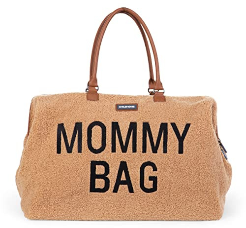 CHILDHOME, Mommy Bag, Borsa per il cambio, Maternità, Borsa da viaggio, Grande capacità, Fasciatoio, Tracolla regolabile, Compartimenti, Tasca isolata, Passaggio valigia, Teddy beige