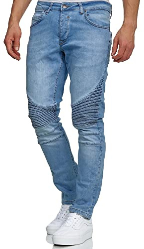 Tazzio Jeans Biker en Denim pour Hommes - Look Destroy - Slim Fit