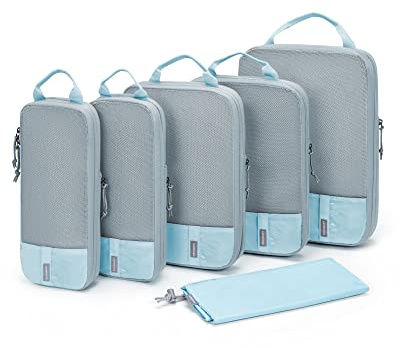 BAGSMART 6 Set Compression Packing Cubes for Travel, Lightweight Luggage Organizer Bags, Durable Space Saver Bags Travel Essentials