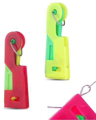 CCLKHY 2 Stück Nadeleinfädler, Nadel Einfädler, Kunststoff Nähnadeln Einfädler, Handmaschine Nähen Einfädler Werkzeug, Einfacher Einfädle für Nadelöhr Hand Nähen Werkzeug(Zufällige Farbe)