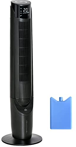 HOMCOM Climatiseur rafraîchisseur d'air/ventilateur colonne/humidificateur 3 en 1-oscillant, 4 modes, 3 vitesses, Minuterie, télécommande réservoir 2.8L avec 1 bloc réfrigérant