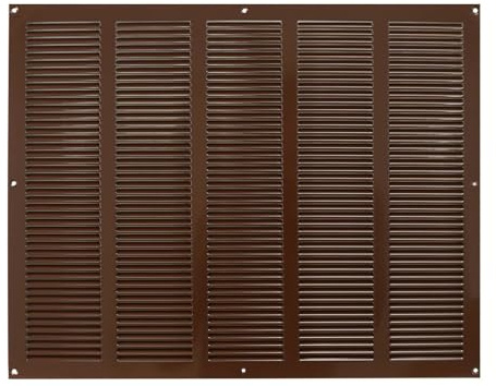Griglia di ventilazione in metallo marrone, 500 mm x 400 mm, con zanzariera, rete anti insetti, copertura moderna rettangolare per condotto piatto