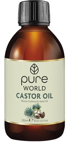 Pure World Natural Castor Oil 250ML Cold & Freshly Pressed 100% Pure and Undiluted Hexane Free Nourish Your Skin and Hair Eyebrows, Nails, Beard, Hair, Eyelash Growth Food Grade