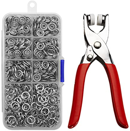 Druckknopf Set mit Zange, Werkzeugset mit fünfpoliger Schließe Metall Druckknöpfe Ohne Nähen mit Druckknopfzange, Jersey Druckknöpfe Metall Druckknöpfe Kit für Kinderbekleidung Sewing DIY (150 KNÖPF)