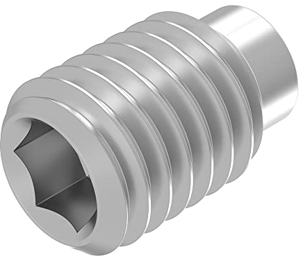 SECCARO Tornillo roscado con hexágono interior y espiga M8 x 10 mm, acero inoxidable V2A VA A2, DIN 915/ISO 4028, 20 unidades