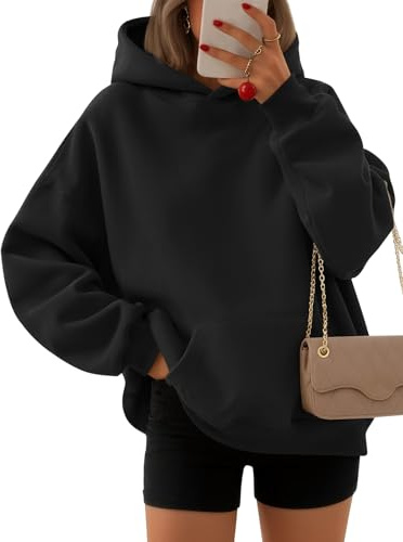 EFAN, Felpe con Cappuccio da Donna, Felpe Oversize, Pullover, Maglioni in Pile a Maniche Lunghe, Inverno e Autunno, Abiti alla Moda Y2k, Nero, Small