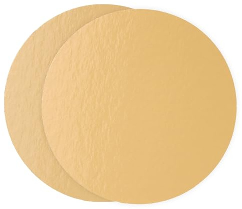 Cake Boards 12 (30cm) - Decorative Round Cardboard Pastry Base - 0,6 mm Thick - Double Sided Gold and Dark Gold - 10 Pack