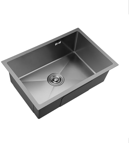 Modernes Unterbau-Waschbecken aus grauem Edelstahl, Einzelbecken-Küchenspüle/Einbau-Küchenspüle, Arbeitsplatz-Küchenspüle, geeignet für Küche, Balkon, Bar – Einzelbecken-Spüle ( Size : 55*40cm/21.7*15