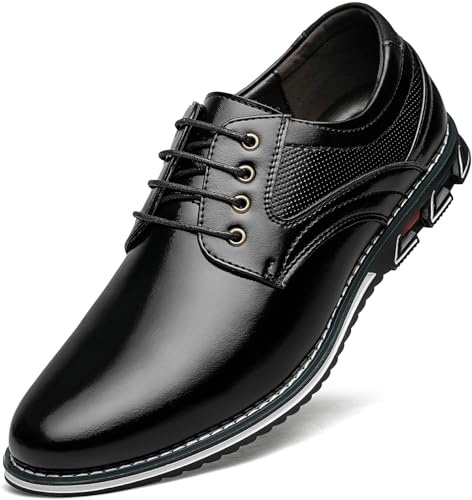 Men's Dress Shoes Wide Width, Comfort Dress Sneakers Men Fashion Business Casual Oxford Shoes Soft Derby Shoe for Working Driving Walking Black, 10.5 Wide