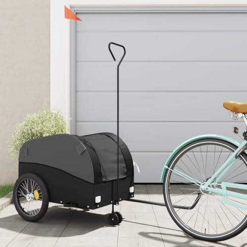 CIADAZ Cykelvagn svart 45 kg järn, cykelkärra, lastvagn, handvagn, cykellastsläpvagn, lastcykel – 94150