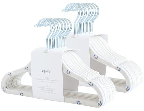 3 Sprouts Kinder Kleiderbügel aus Samt - rutschfest & Robust - Ideal für Baby- & Kleinkinderkleidung - Baby Kleiderbügel - Platzsparend & Leicht - Perfekt für Kinderzimmer - 30 Pack - Heidelbeere