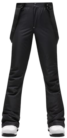 Pantalons de neige pour femmes avec bavoir Ski Pantalons de ski imperméables et résistants à la neige Isolés Jambes fines Pantalons de ski pour snowboard Combinaison de ski réglable pour les sports