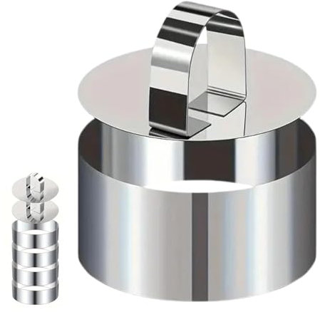 Anelli per alimenti versatili - Set di anelli da cucina, cerchi per torta in acciaio inossidabile con spingitore | Stampo per torta rotondo per cottura al forno, stampo per pasticceria facile da usare