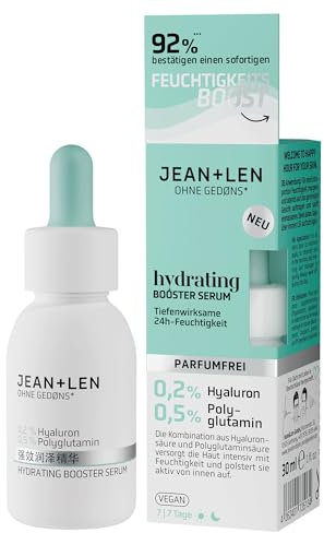 Jean & Len Hydrating Booster Serum, ideal für jeden Hauttyp, tiefenwirksame 24h-Feuchtigkeit, parfümfreies und leichtes Gesichtsserum, vegan, 30 ml