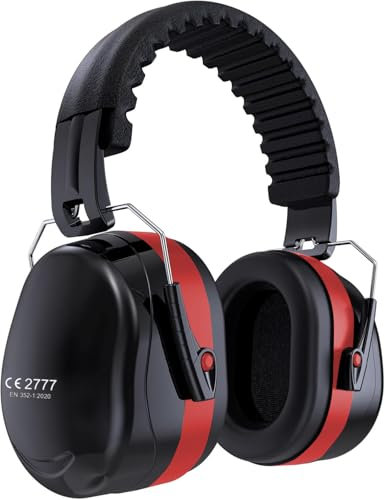 YingErTool Ear Defenders SNR 34 Casque de protection auditive réglable avec réduction du bruit pour l'autisme, le bricolage, la tonte, la construction, les protections auditives, Rouge, taille unique