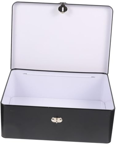 Beavorty Boîte de Rangement en Blanc avec Clé Coffre Décoratif Verrouillable pour Bijoux Petite Boîte Étanche pour Bureau Couvercle pour et Femmes