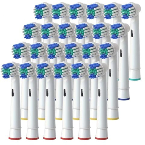 24 Stück Ersatzköpfe for elektrische Zahnbürsten mit weichen Borsten, kompatibel mit Oral B, Zahnbürstendüsen SB-17A