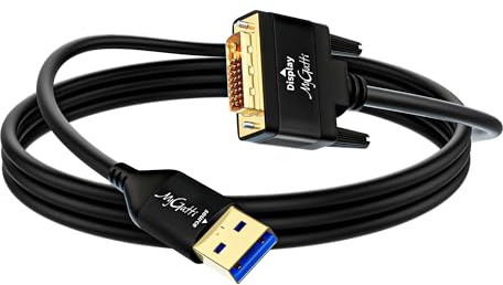 USB 3.0 till DVI-adapterkabel 1,5 m, typ A-kontakt till DVI-kontakt dubbelriktad, 1080P Full HD för TV-apparater, projektorskärm, kompatibel med Windows 11/10/8.1/8/7, MacOS, drivrutinsinstallation