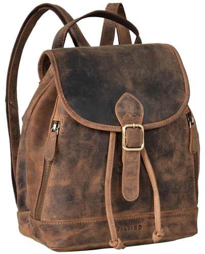 STILORD 'Allison' Rucksack Damen Modern Leder Vintage Daypack Klein Cityrucksack Rucksackhandtasche für Shopping Arbeit Reisen Echtleder, Farbe:calais - braun