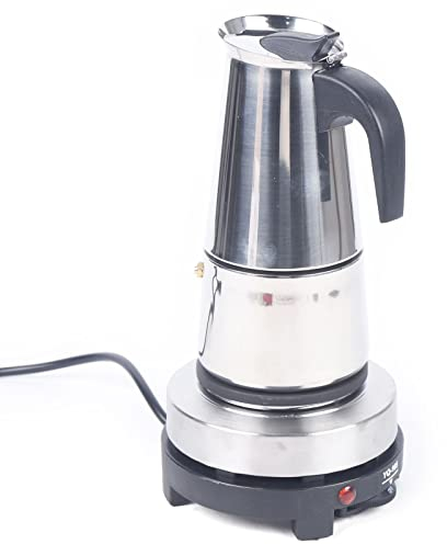 Fichiouy 300 ml Portable Espresso Cafetière Moka Pot En Acier Inoxydable avec Cuisinière Électrique Filtre Percolateur Café Brasseur Bouilloire Pot