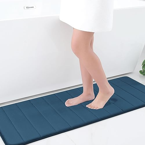 Homaxy Memory Foam Badezimmer Badteppich Saugfähige Rutschfester Badvorleger Waschbar Badematte - 43 x 120 cm, Blau