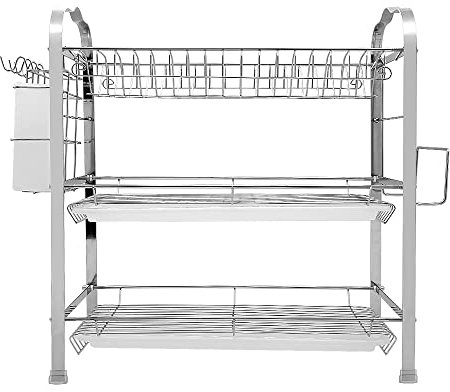 HUOLE Scolapiatti da Appoggio Scolapiatti Multifunzionale a 3 livelli Forniture da Cucina Scolapiatti,Scolapiatti da Lavello Scolapiatti da Appoggio Dish 42 * 25 * 49 cm