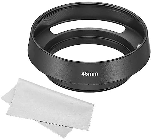 PATIKIL 46mm Lens Hood, Standard Vented Matte Surface Anti-reflective Inside Hood with Cleaning Cloth for Camera Lens, Black for Nikon, for Fujifilm, for Pentax, for Leica