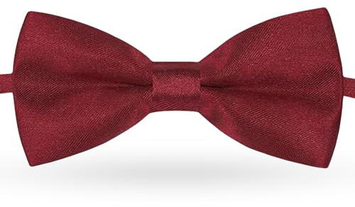 FATASH Kids Bow Tie for Boys, Silk Satin Pre-Tied Bowtie, Adjustable Neck Bow Tie, Classic Solid Color Bowtie Suitable For Birthday Party, Wedding - Burgundy