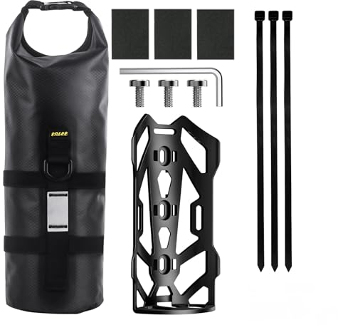 Fahrrad Gepäckträgertasche mit Halterung - 5L Fahrrad Rahmentasche 100% Wasserdichtes Rolltop Dry Bag Verschleiß- und Reißfest Fahrradgabeltasche Fahrradtasche (2 Sets)