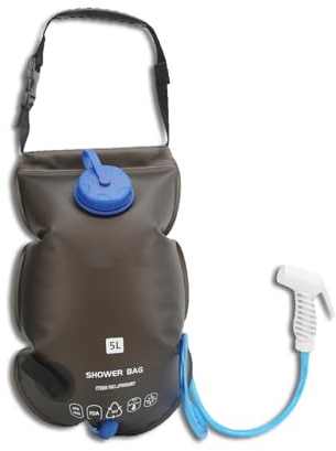 HERCHR Doccia Solare Campeggio, Borsa da Doccia in TPU per Esterni di Grande capacità di Calibro 5 Litri con Spruzzatore per Uso Alimentare per Acqua Potabile per Campeggio, Viaggi, Escursionismo