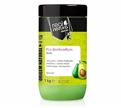 Real Natura - Masque Capillaire Sans Sel - Réparation Intense et Nutrition à l'Avocat - Renforce et Adoucit les Cheveux Cassants - Format 1000 gr