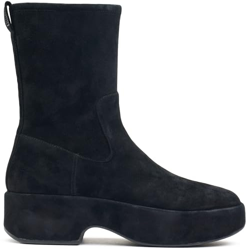 Fitflop F-luma Stretch Suede Demi-Wedge Mid-Calf Boots, Stivaletto Donna, Tutto Nero, 41 EU