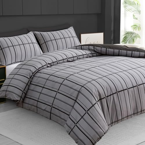 Pamposh King Size Duvet Cover Sets - Premium Brushed Microfiber Kingsize Duvet Cover Sets - Ultrasoft Reversible King Size Duvet Cover - Easy Care Lightweight Bedding Set 3Pcs with Zipper Closure
