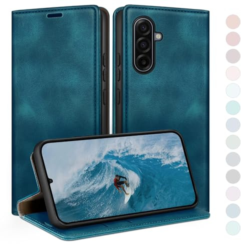 HUOUH for Samsung Galaxy A17 Wallet case with RFID Blocking PU Leather,Flip Folio Book covers,Credit Card Holder Shockproof Phone case Women Men for Samsung A17 case Teal