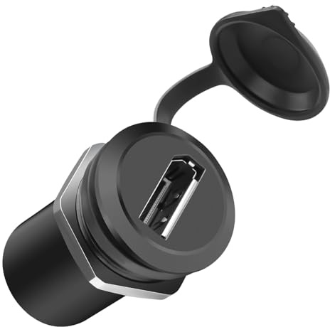 QIANRENON DP 1,2 gänga fast montering vattentät adapter 4k@60 hz DisplayPort 1,2 uttag till hona bulkhuvud montering DP rund inbyggt uttag, för förlängning multimedia digital display port
