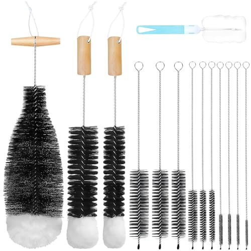 Seconero 14 Stück Flaschenbürste für Glasflaschen Flaschenreiniger, Reinigungsbürste Reinigung Flaschenreiniger, Flaschenbürste Lang, zur Reinigung von Glaskaraffe, Trinkflaschen, Sodaflaschen