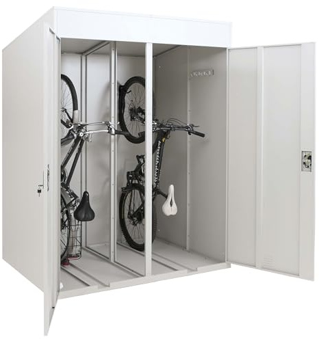 2er-Fahrradgarage HWC-H66b, Fahrradbox Fahrradunterstand abschließbar Metall 213x158x125cm - hellgrau