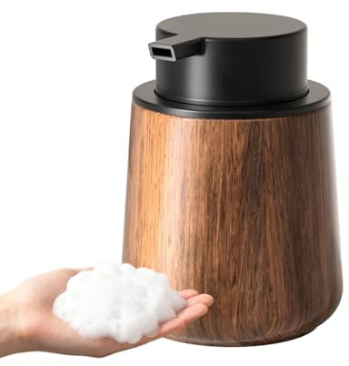 LuminaVerde Dispenser di Sapone, Dispenser di Sapone Schiumogeno per Bagno e Cucina, Pompa Moderna Ricaricabile Colore Noce per Lavello