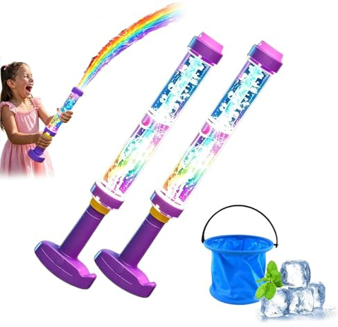 Glowing Rainbow LED Water Blaster, Firework Water Gun for Kids & Adults, High Capacity Squirt Toy for Summer Pool Parties, Beach & Backyard Outdoor Games (2)