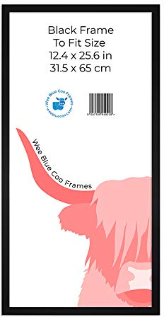 Wee Blue Coo Long Black Wooden Picture Frame 12.4 x 25.6 Inch (31.5 x 65 cm) Acrylic Safety 'Glass' Photo Frame